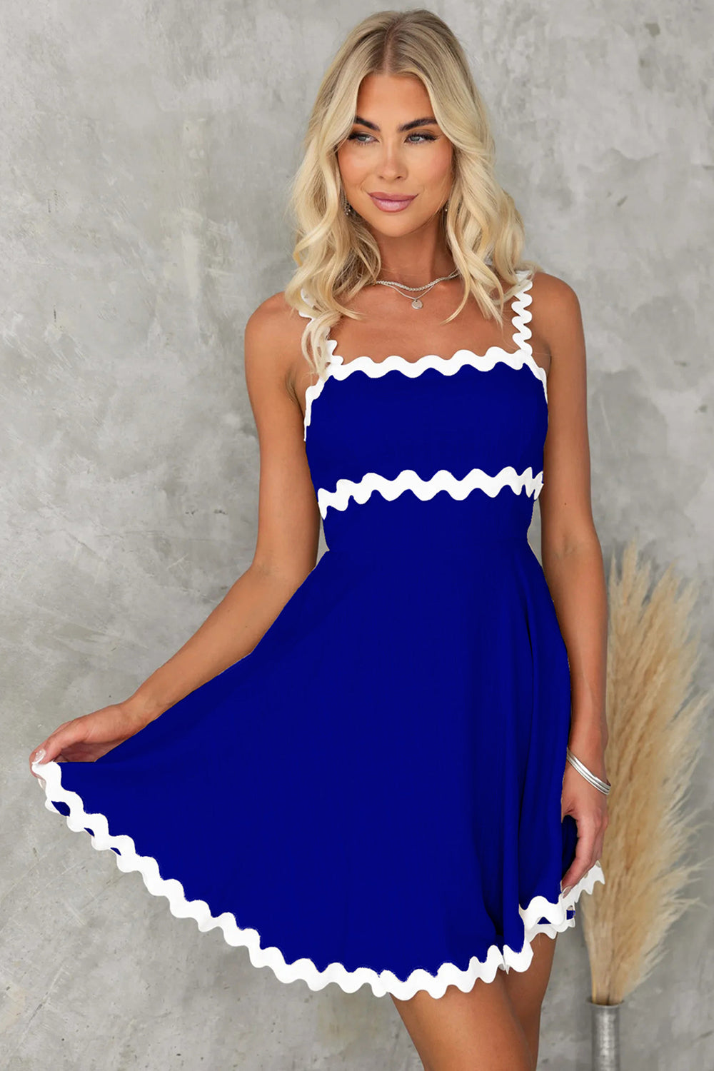 Trim Square Neck Mini Dress