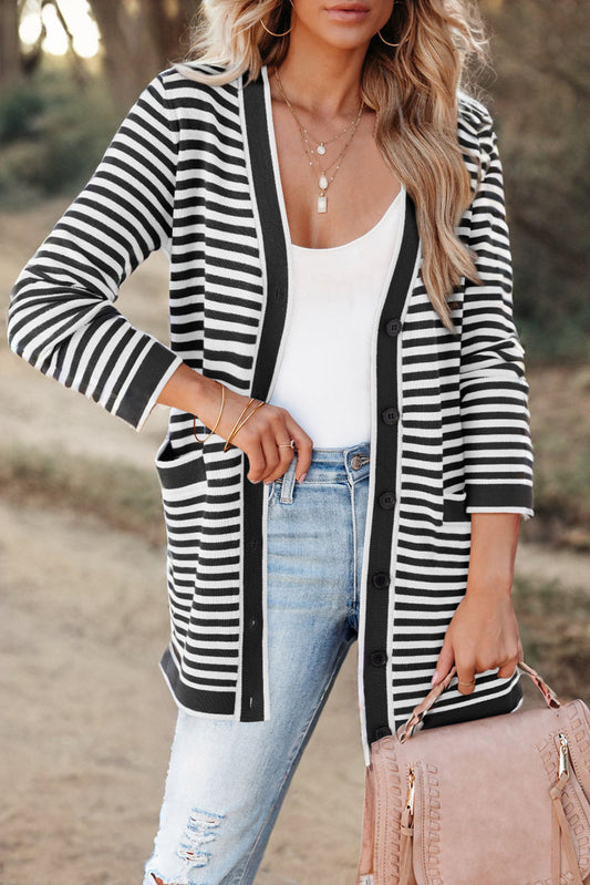 Striped Pocket Cardigan