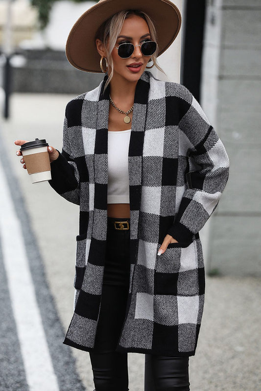 Plaid Cozy Cardigan with Pocket