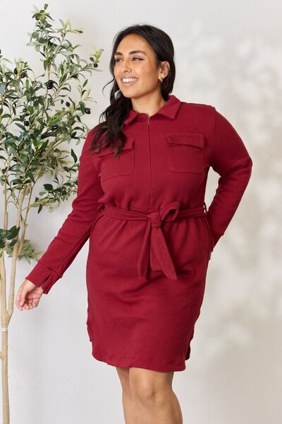 Full Size Zip Shirt Dress