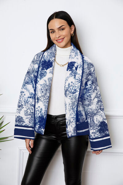 Printed Winter Coat with Pockets