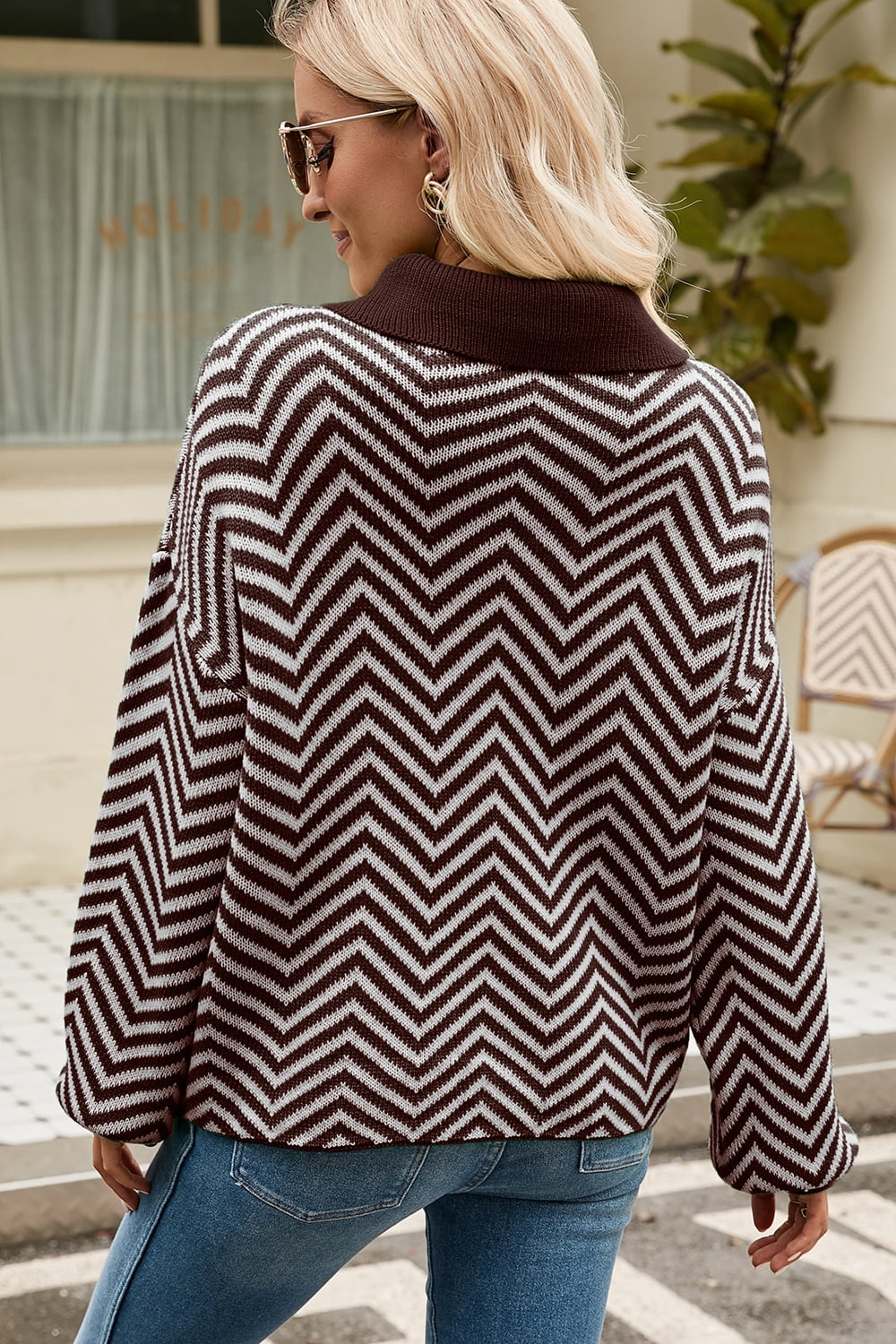 Striped Collared Pullover Sweater