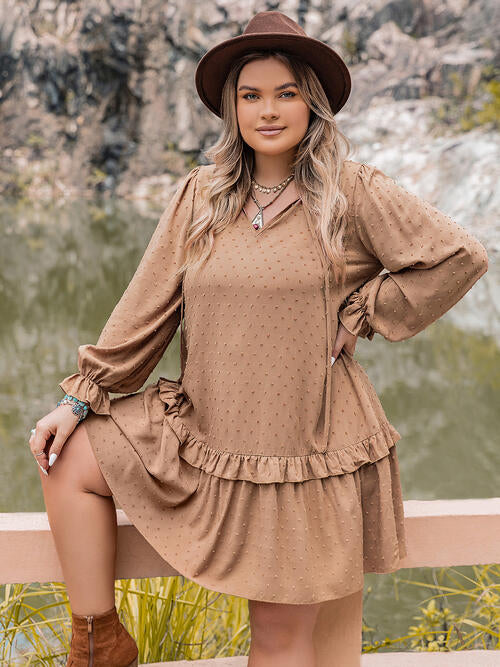 Plus Size Flounce Sleeve Mini Dress