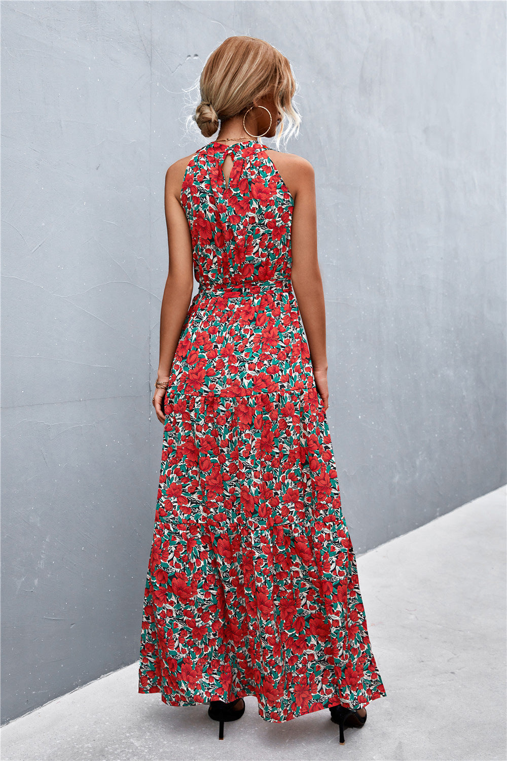 Sleeveless Tie Waist Maxi Dress