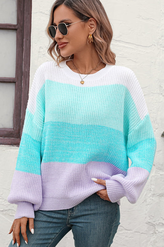 Round Neck Ribbed Pullover Sweater