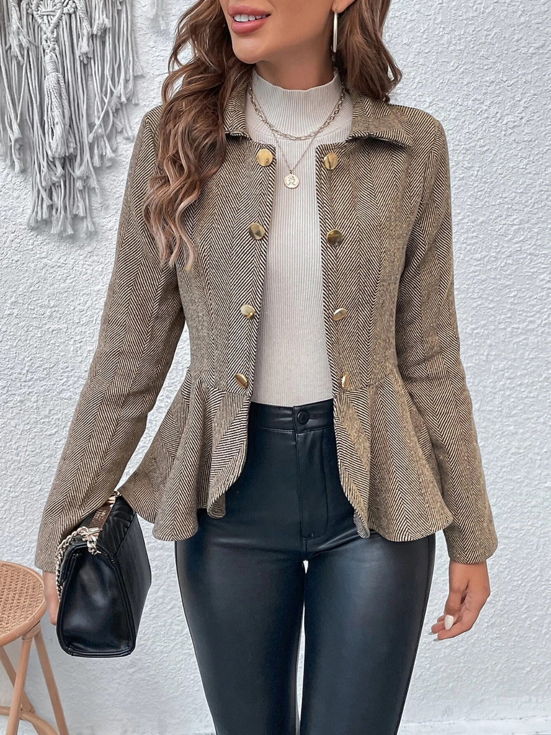 Ruffle Hem Collared Blazer (BACK IN STOCK)