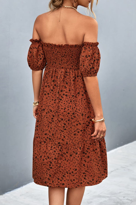 Print Off-Shoulder Dress