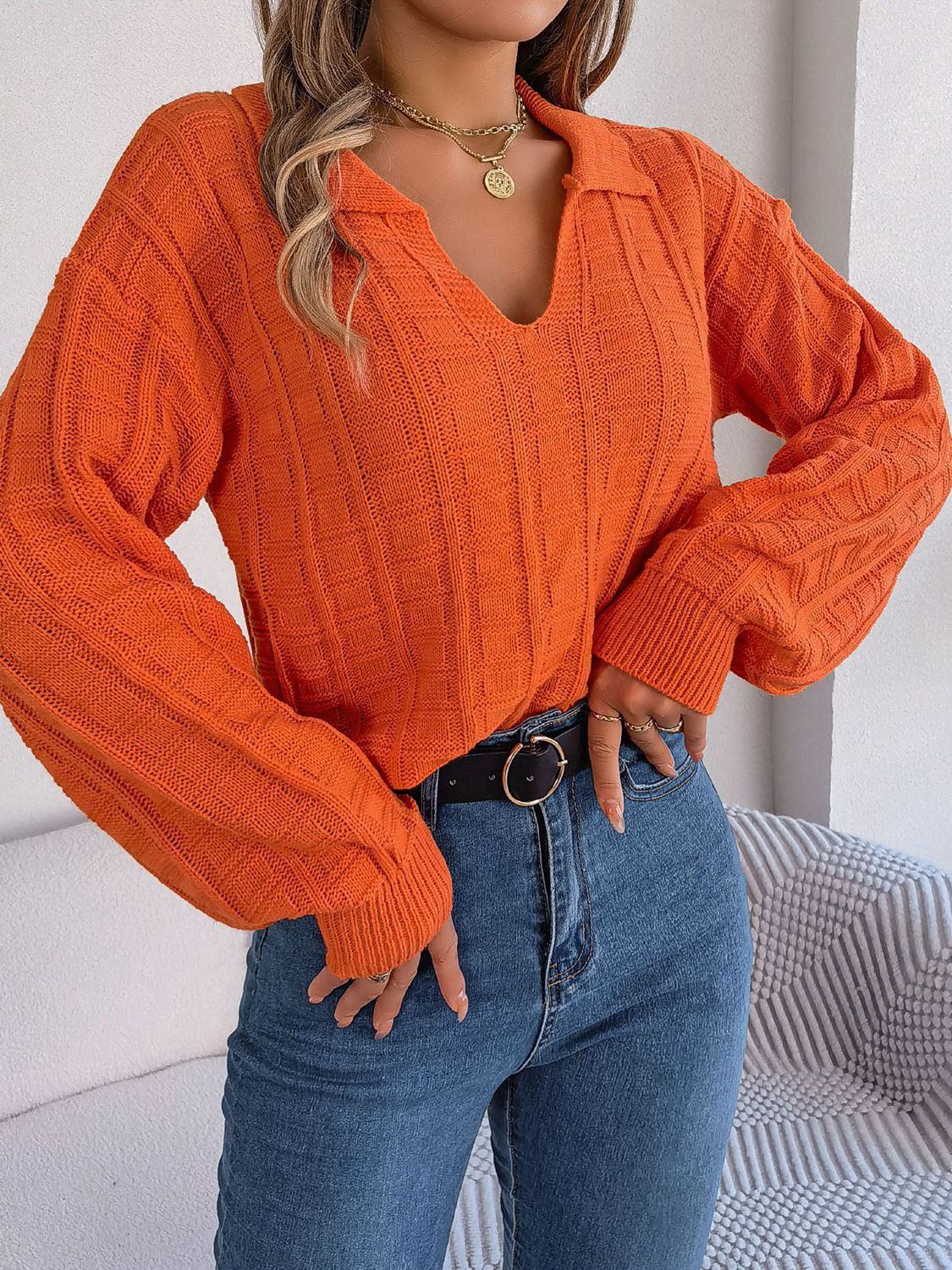 Knit Dropped Shoulder Sweater
