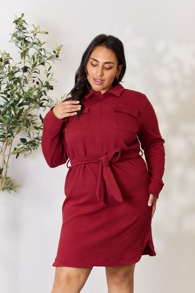 Full Size Zip Shirt Dress