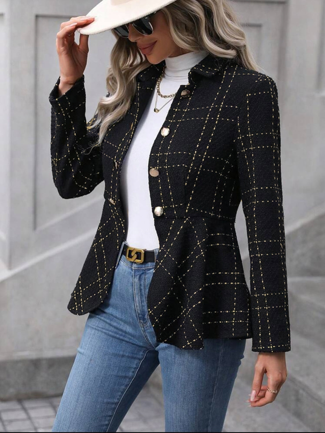 Ruffle Hem Collared Blazer (BACK IN STOCK)