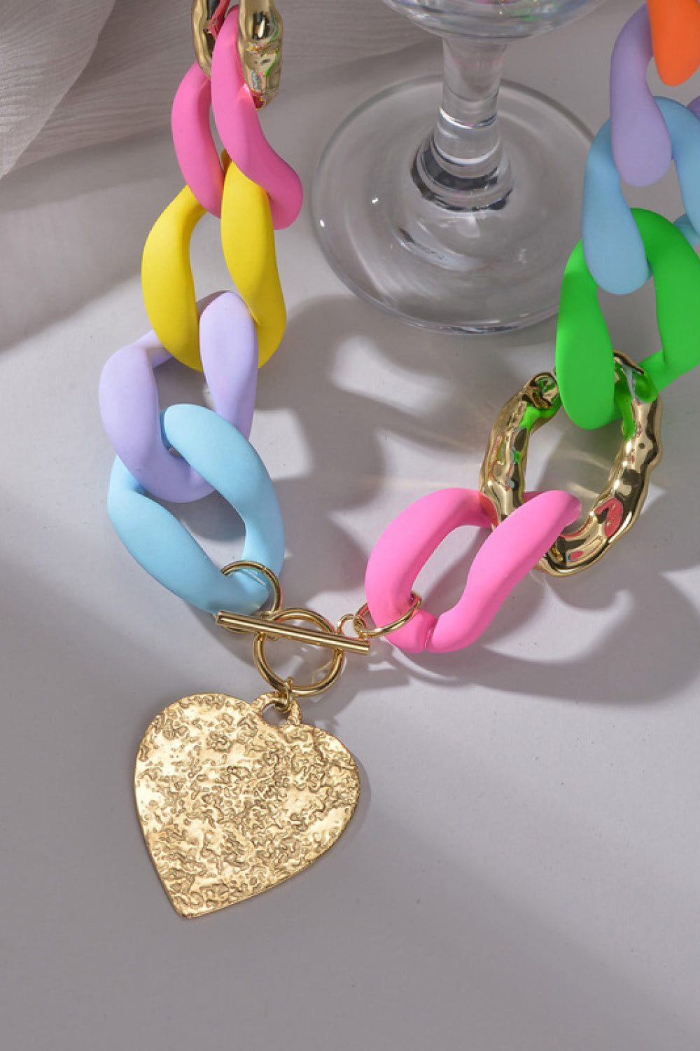 Multicolored Heart Pendant Necklace