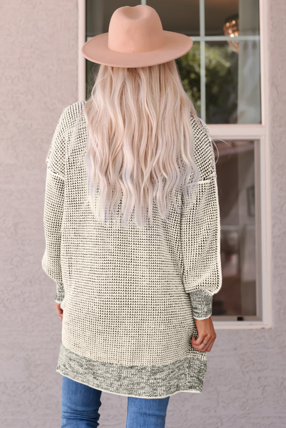 Woven Heathered Open Front Cardigan