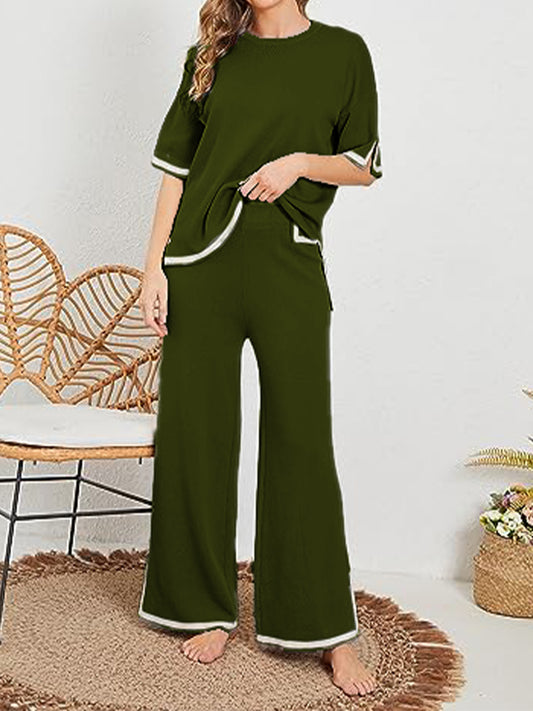 High-Low Sweater and Knit Pants Set