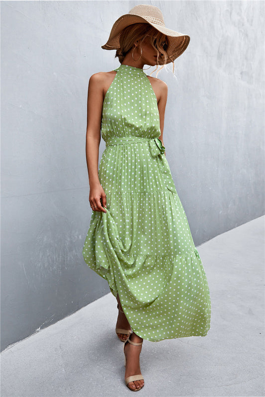 Sleeveless Tie Waist Maxi Dress