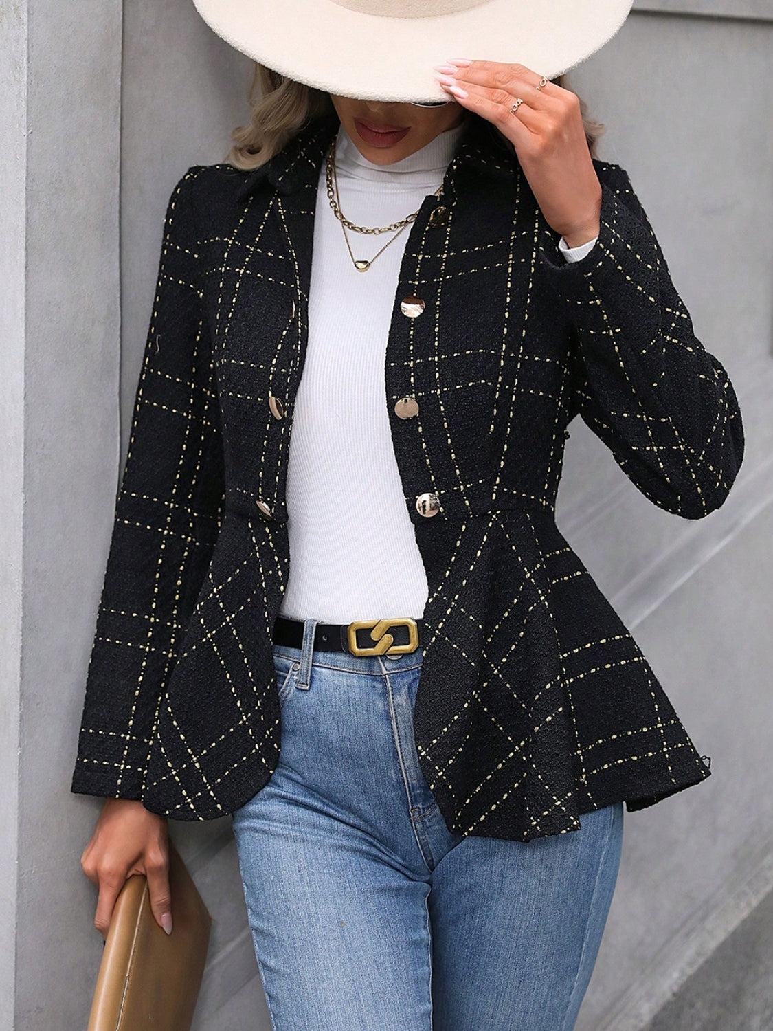 Ruffle Hem Collared Blazer (BACK IN STOCK)