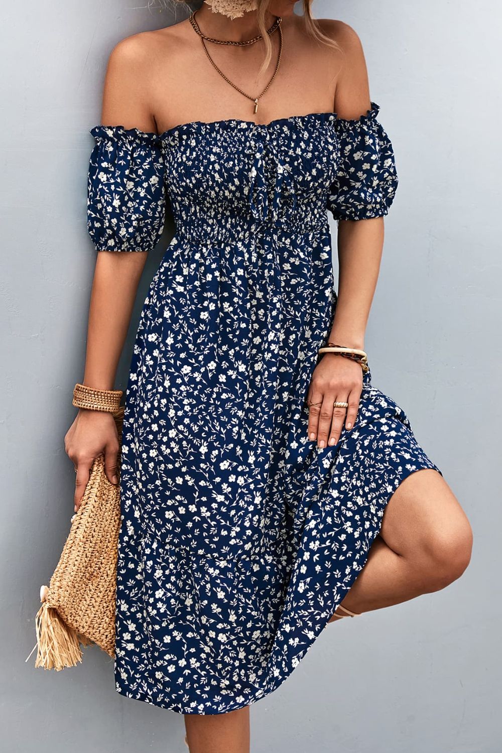 Print Off-Shoulder Dress