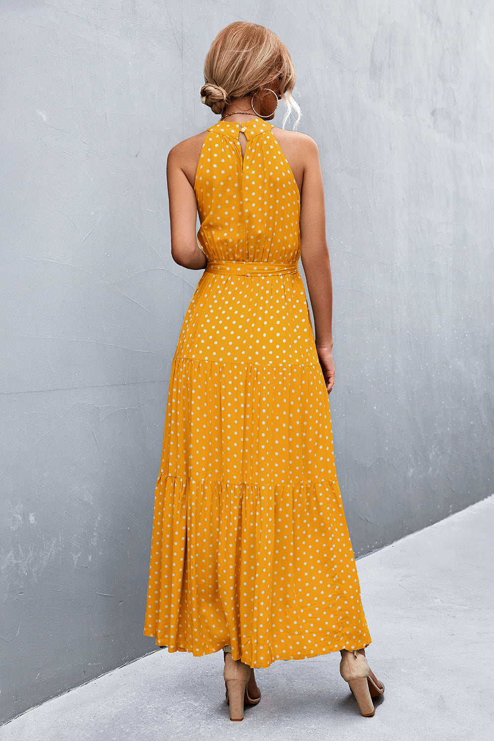 Sleeveless Tie Waist Maxi Dress