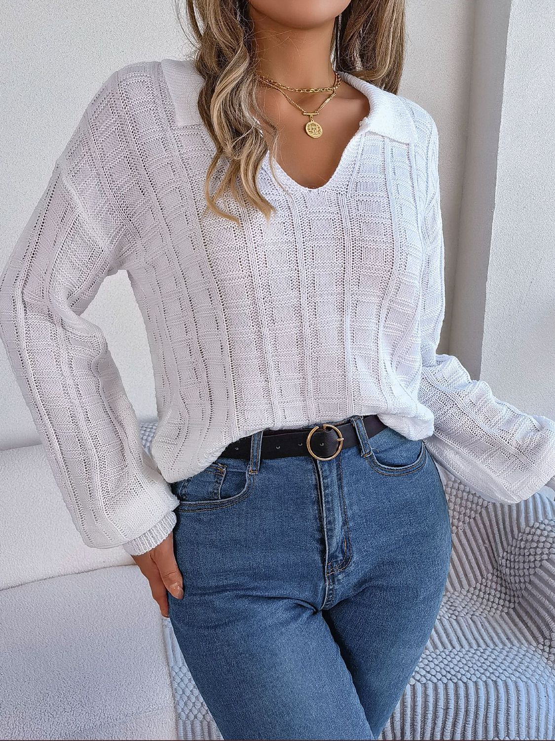 Knit Dropped Shoulder Sweater