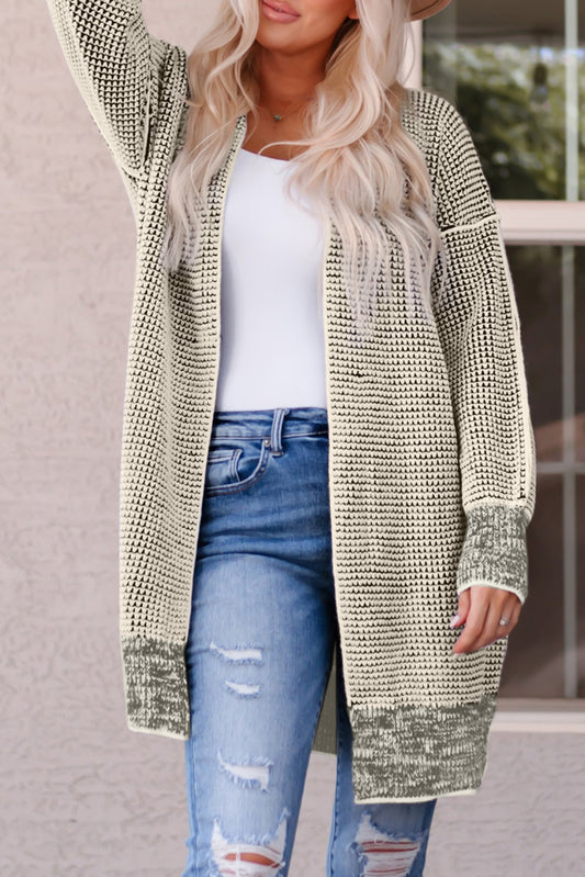 Woven Heathered Open Front Cardigan