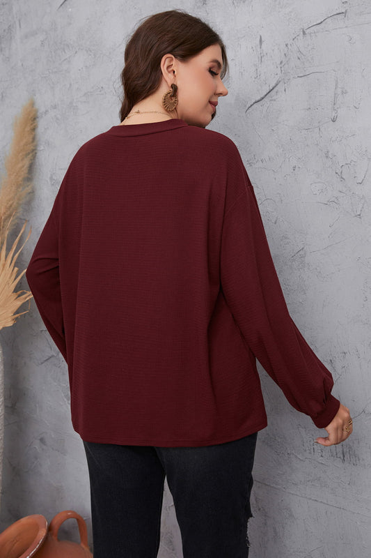 Plus Size V-Neck Dropped Shoulder Blouse