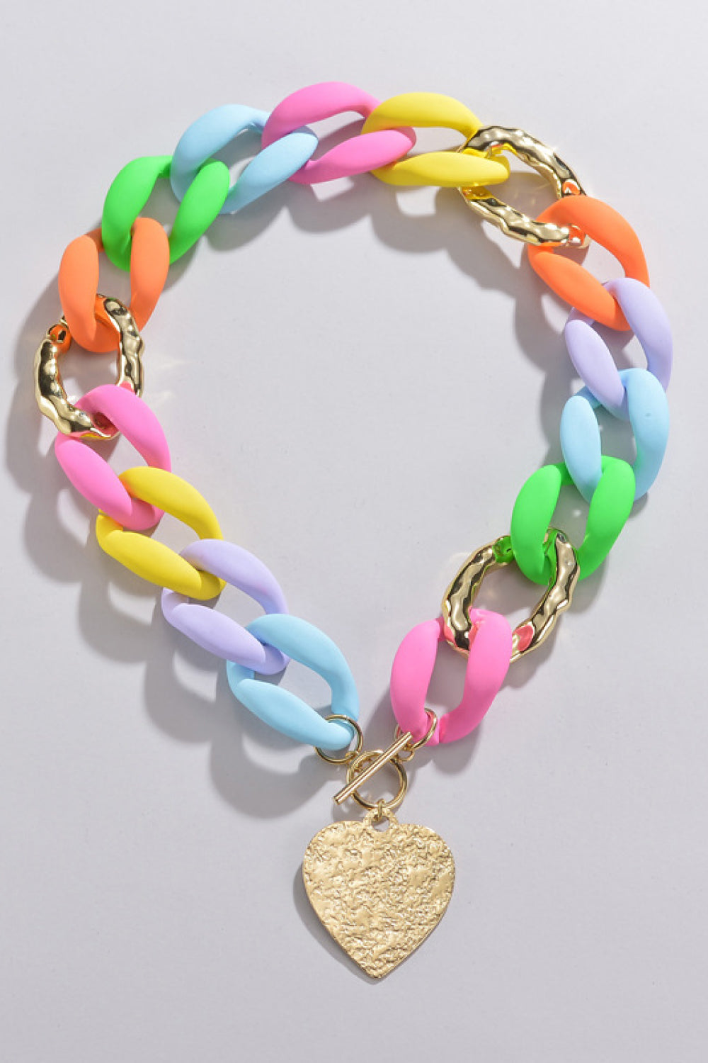 Multicolored Heart Pendant Necklace