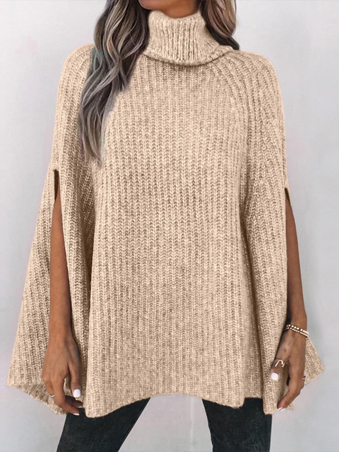 Turtleneck Dolman Sleeve Poncho