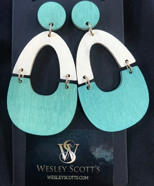 Wooden two-tone earrings