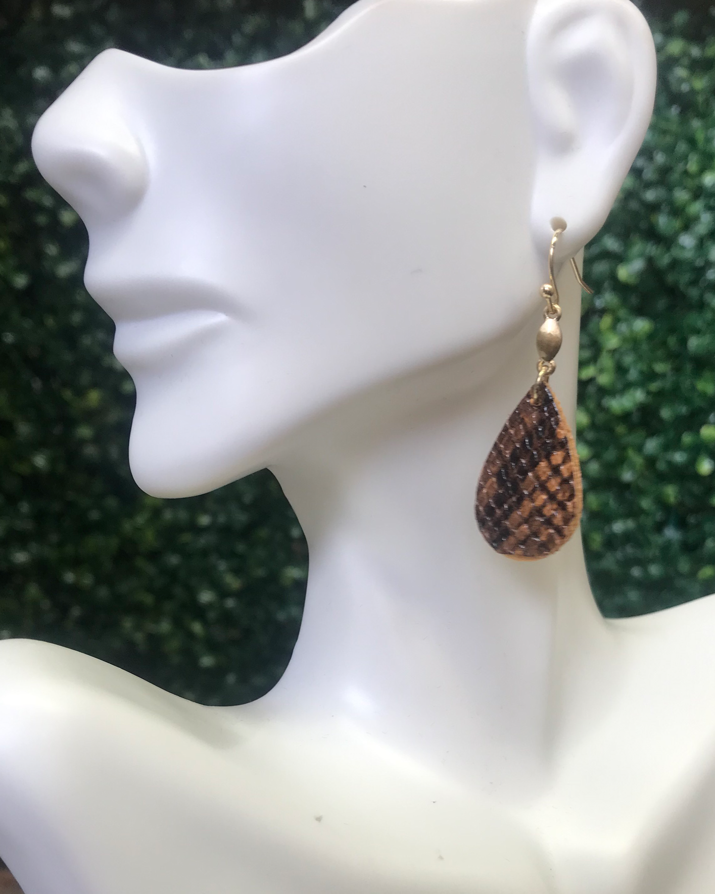 Leather Snake Print Earrings