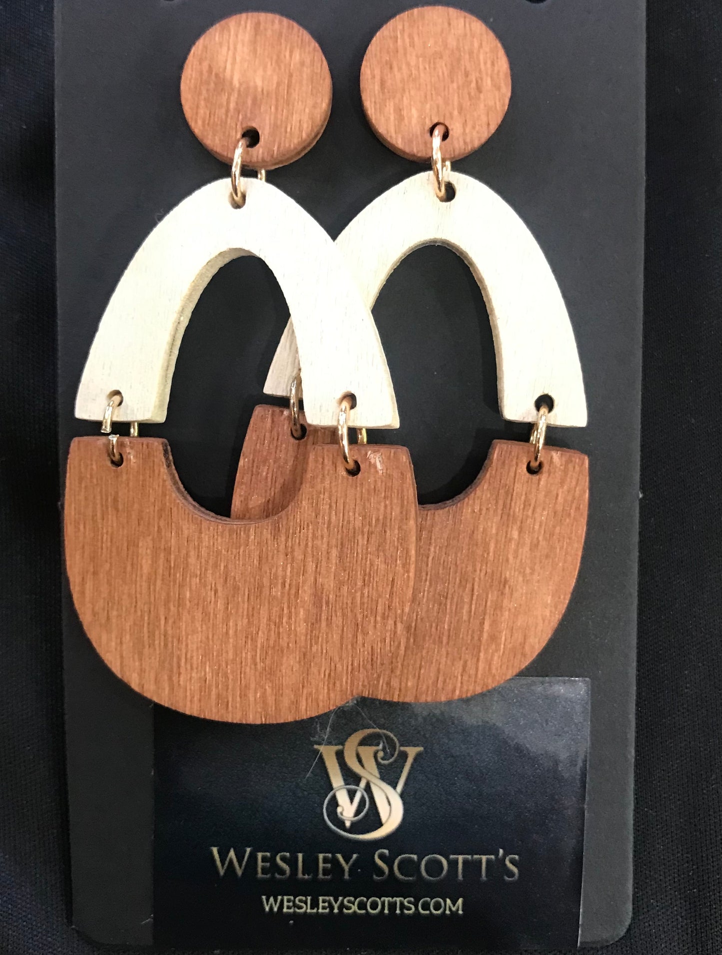 Wooden two-tone earrings